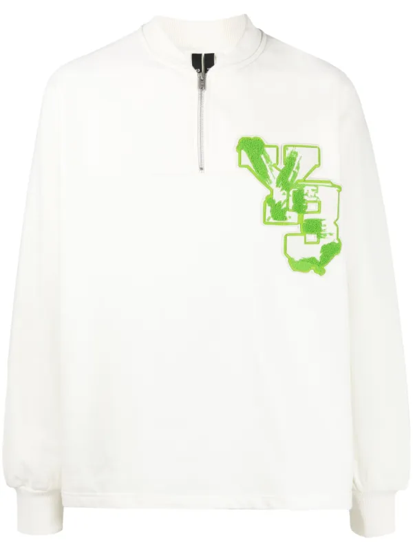 Y-3 logo-patch Organic Cotton Sweatshirt | White | FARFETCH IN 