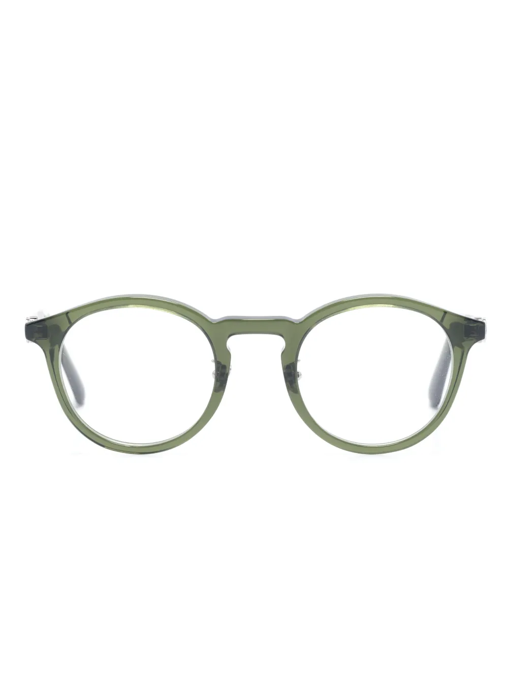 Moncler Logo-plaque Round-frame Glasses In Green