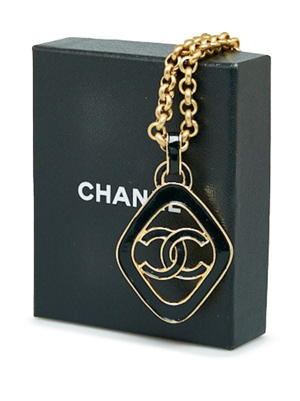 CHANEL Glossy Black Metal CC Logo Keychain Charm