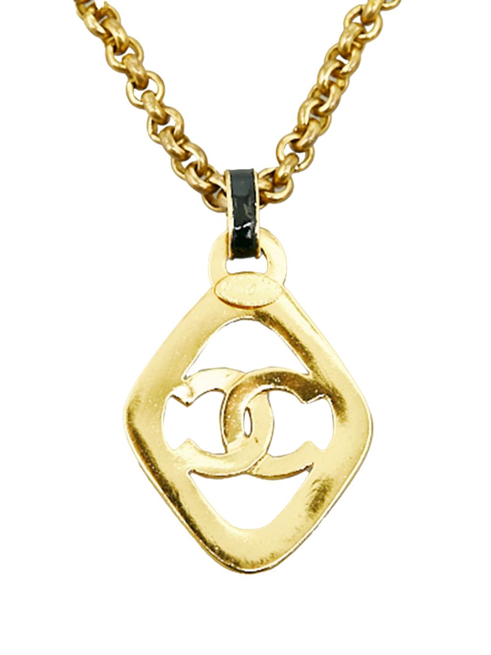 CHANEL Pre-Owned CC logo diamond pendant necklace - Goud