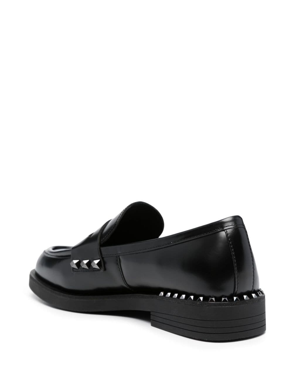 Shop Ash Whisper Studs Leather Loafers In Black