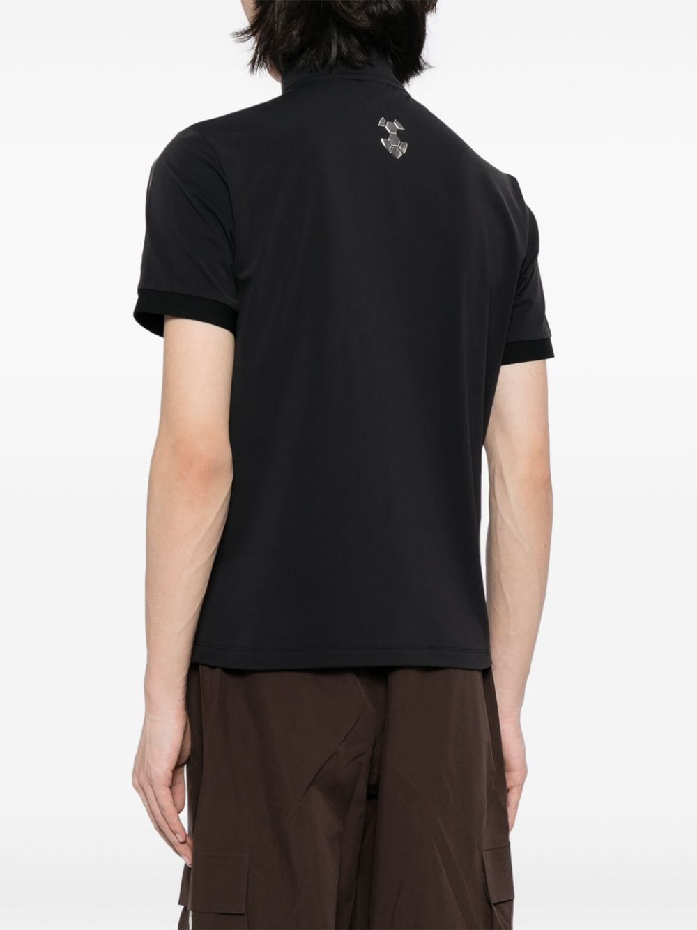 Shop Ea7 Logo-print High-neck Polo Shirt In Black