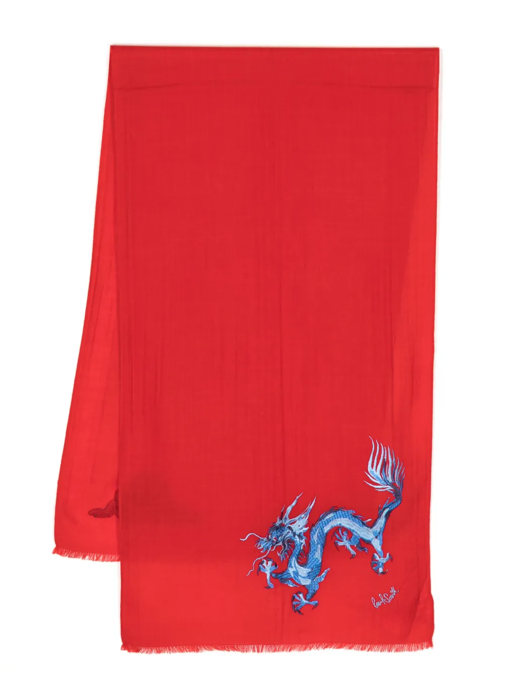 Paul Smith dragon-embroidered wool scarf - Rot