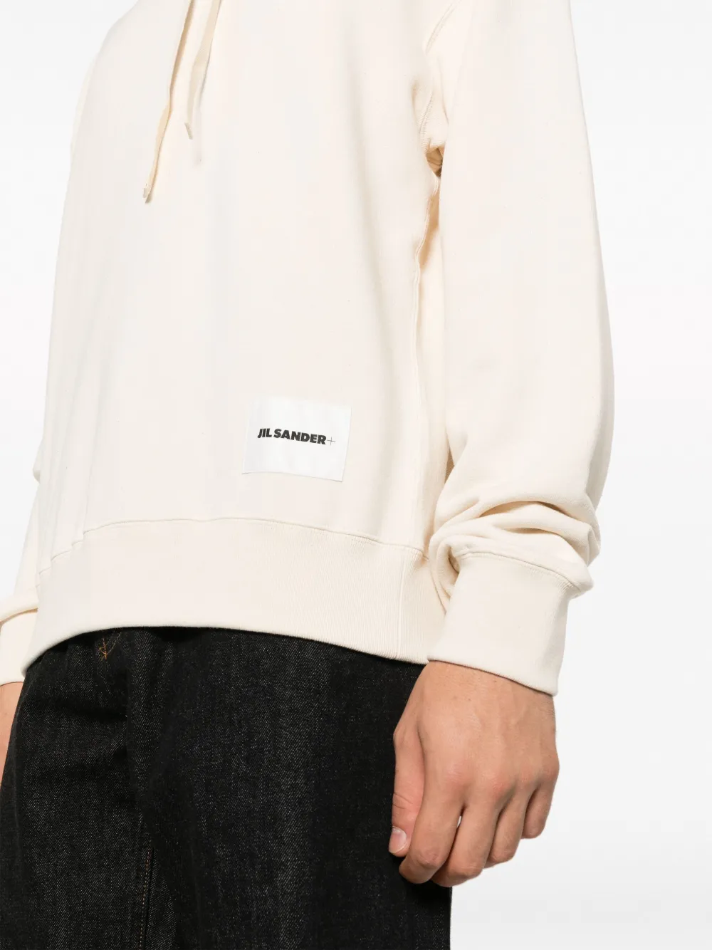 Jil Sander Hoodie met logopatch Beige