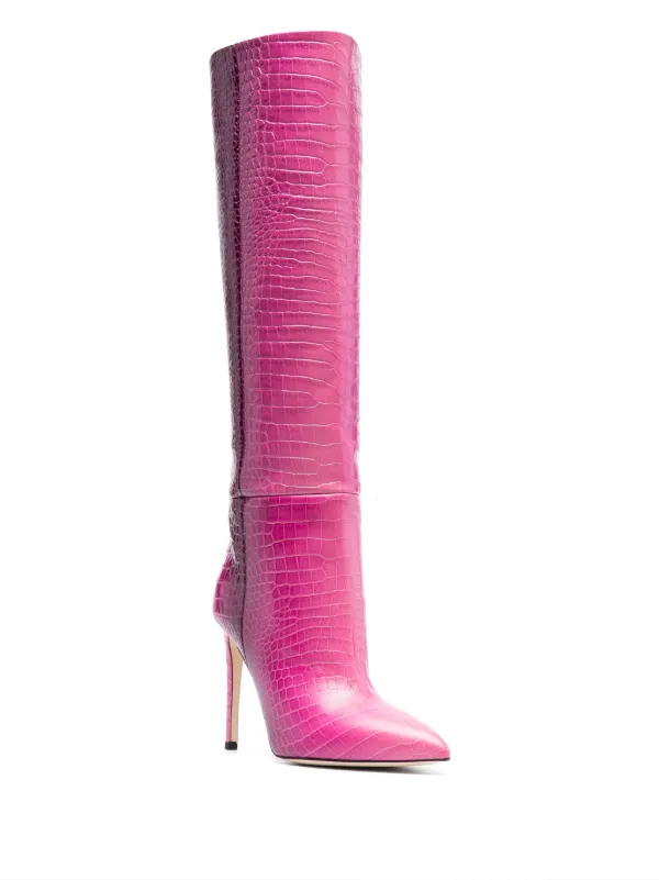 Paris Texas crocodile-effect 105mm Leather Boots | Pink | FARFETCH