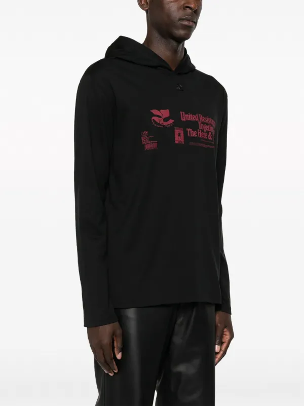 Courrèges logo-embroidered Hoodie | Black | FARFETCH JO