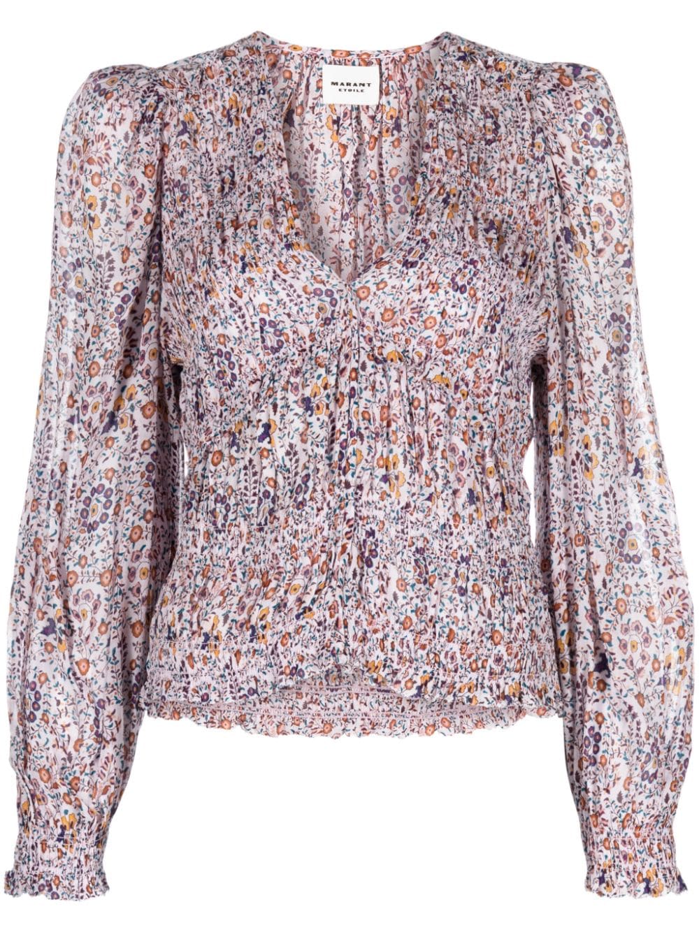 Isabel Marant Floral-print Silk Blouse In 粉色