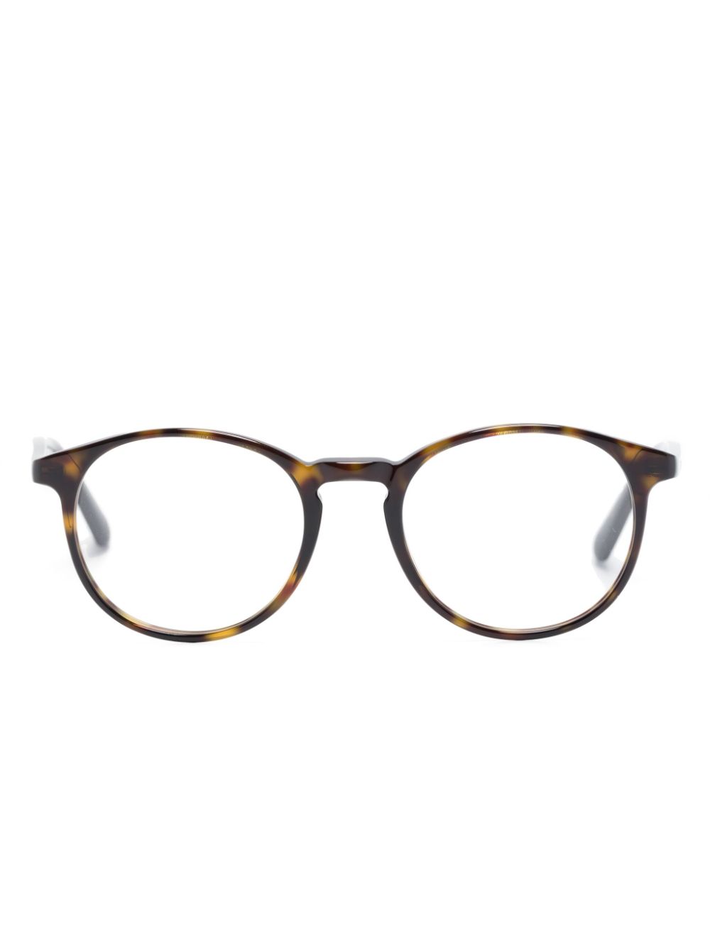 Moncler Logo-print Round-frame Glasses In Brown