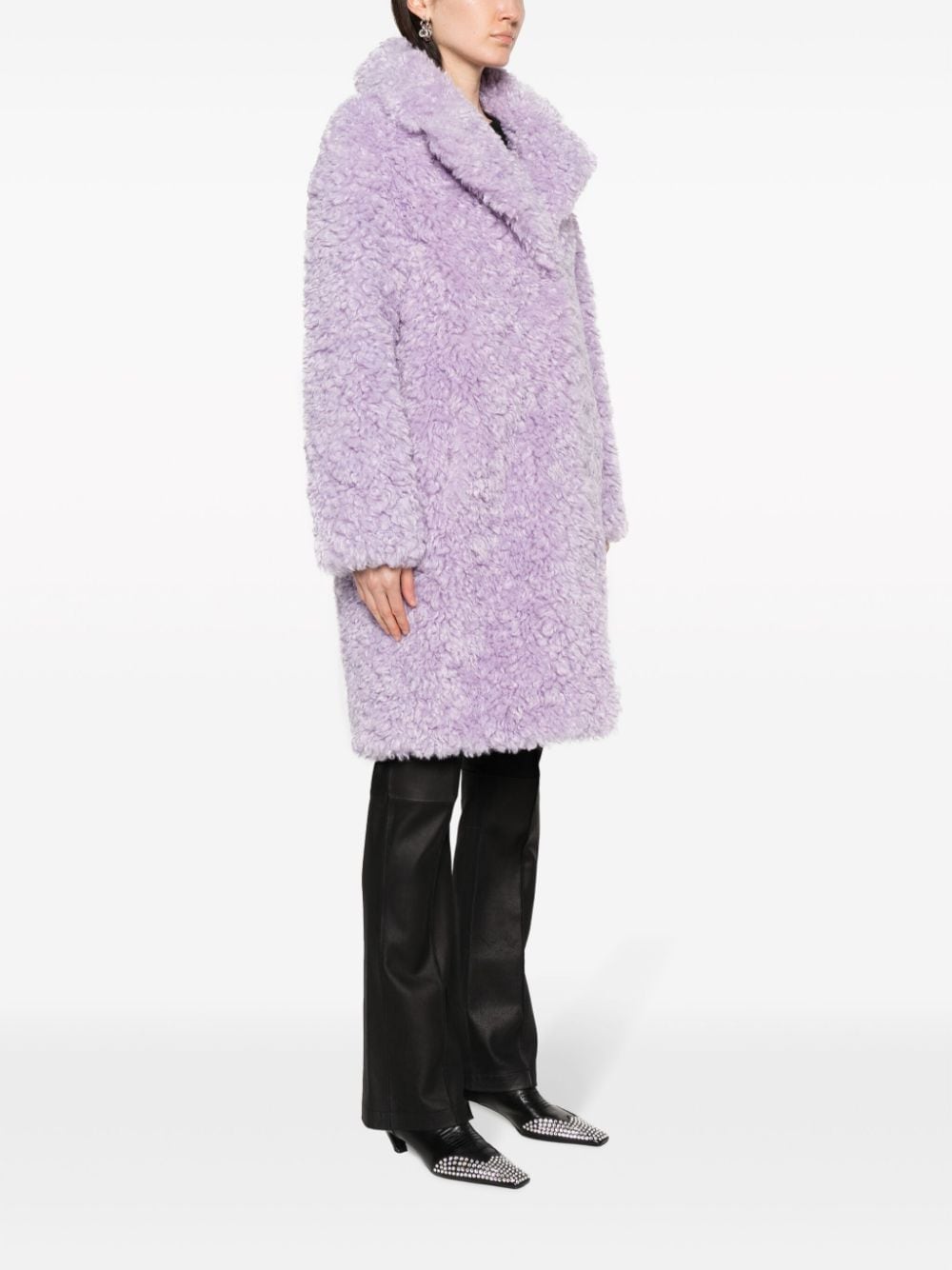 Shop Stand Studio Camille Faux-shearling Coat In Purple