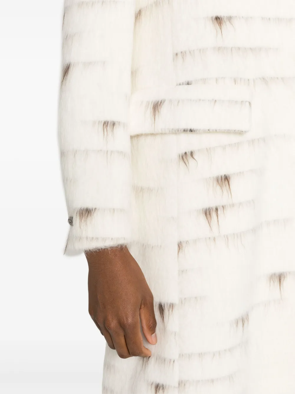 Peserico Abstract-pattern Brushed Coat In Neutrals