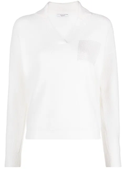 Peserico rhinestone-detail ribbed-knit jumper
