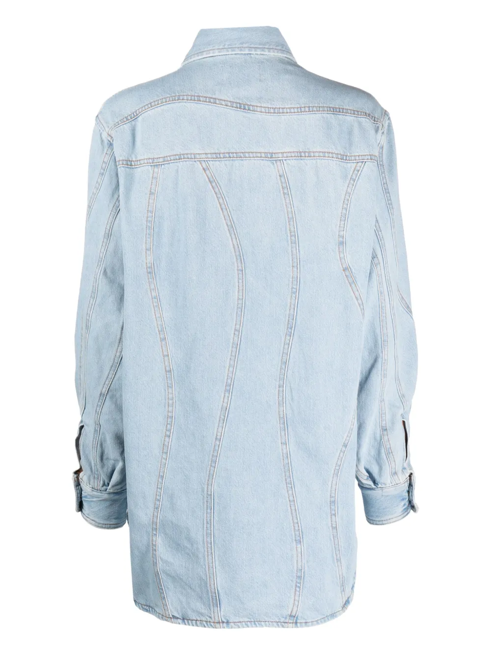 Haikure wave-panelled denim shirt jacket - Blauw
