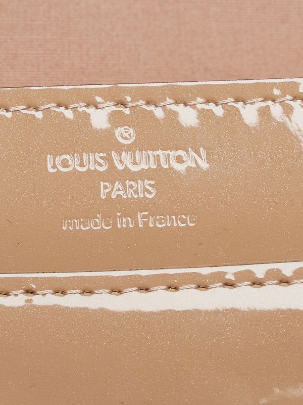 Louis Vuitton Brown Louise Vernis Clutch Beige Leather Patent