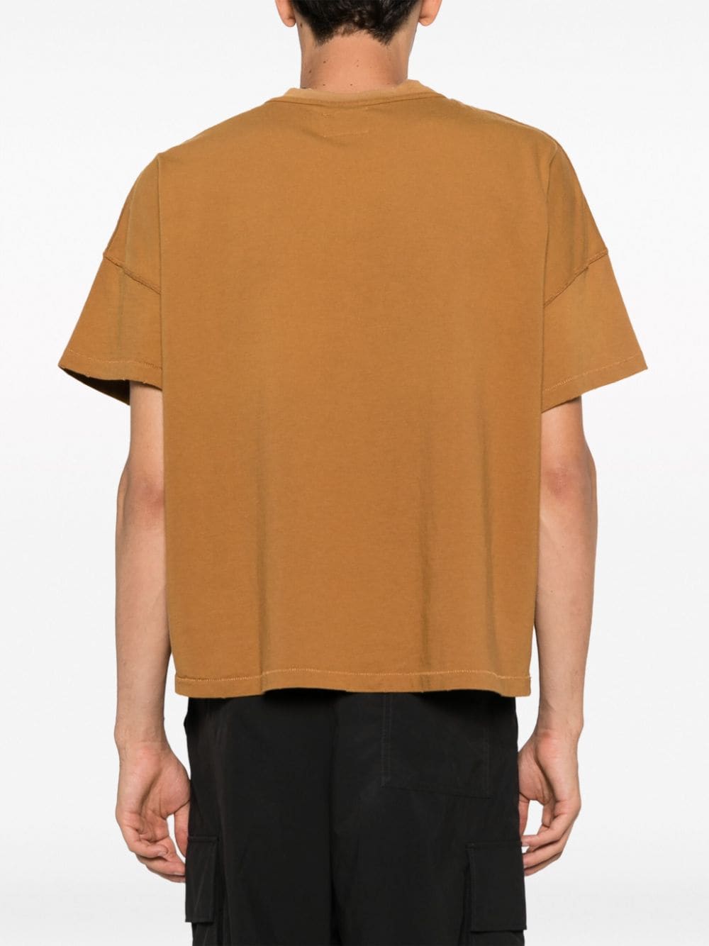 Shop Rhude Reverse Logo-embroidered Cotton T-shirt In Brown