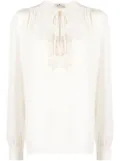 ETRO leaf-embroidered silk blouse - Neutrals