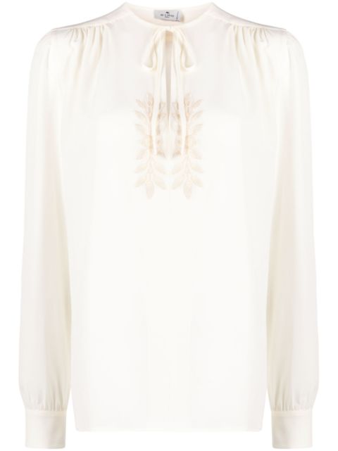 ETRO leaf-embroidered silk blouse Women