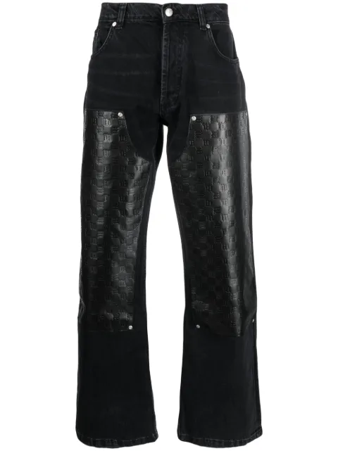 MISBHV monogram-debossed panelled straight-leg jeans