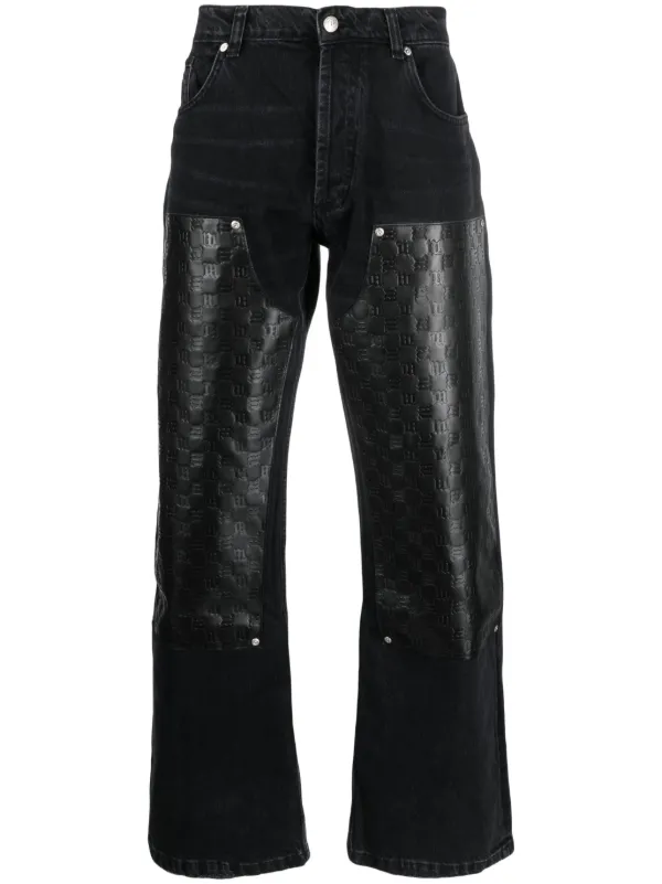 MISBHV monogram-debossed Panelled straight-leg Jeans - Farfetch