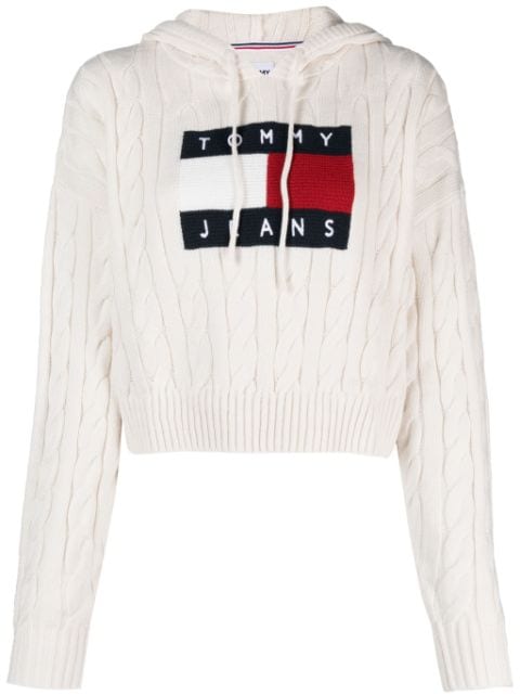 Tommy Jeans logo-embroidery cable-knit jumper 