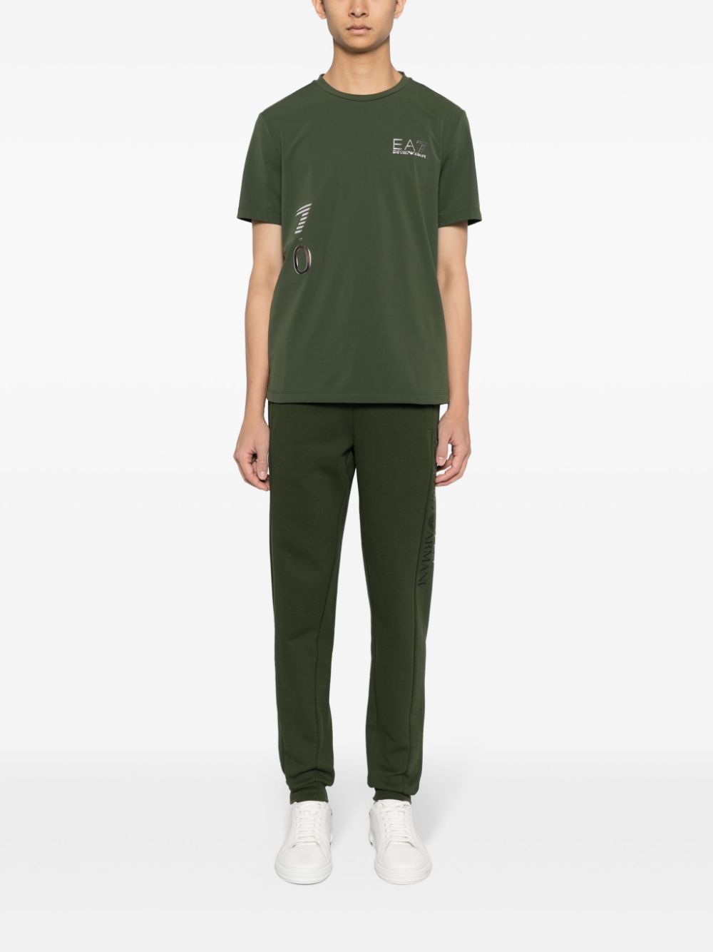 Ea7 Emporio Armani logo-print jersey T-shirt - Groen