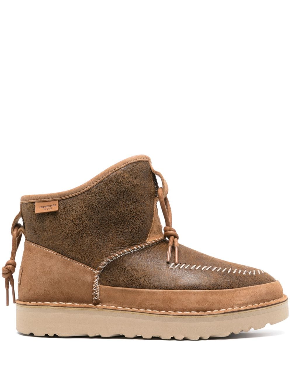 Shop Ugg Decorative-stitching Leather Boots In Braun