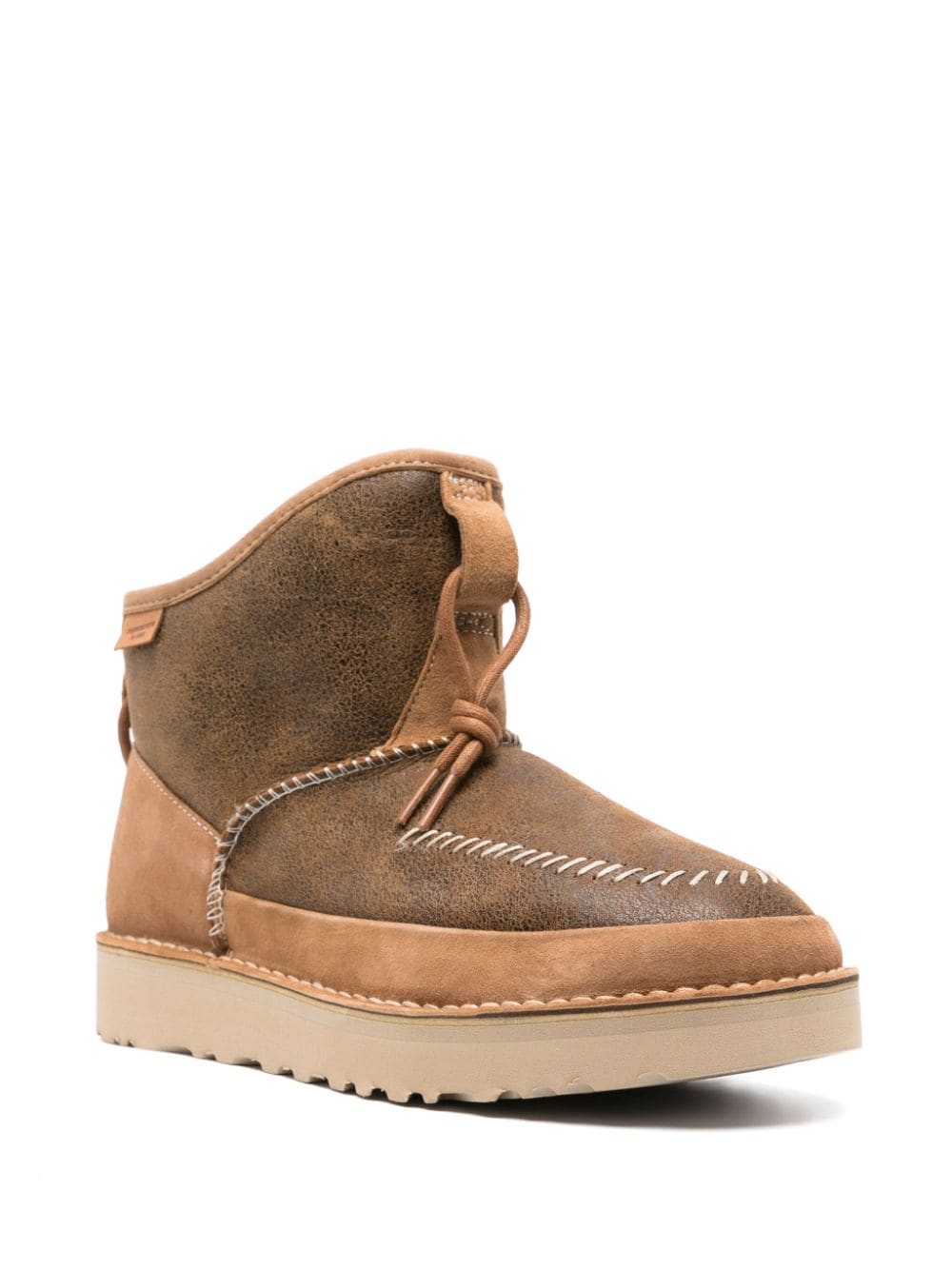 Shop Ugg Decorative-stitching Leather Boots In Braun