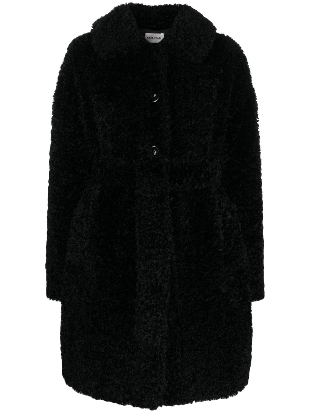 P.a.r.o.s.h Belted Fleece Single-breasted Coat In Black