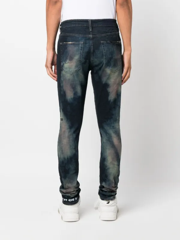 Jean KSUBI Slim Effet Usé - Bas Des Jambes Zippés - Taille W24 (34) - Comme Neuf