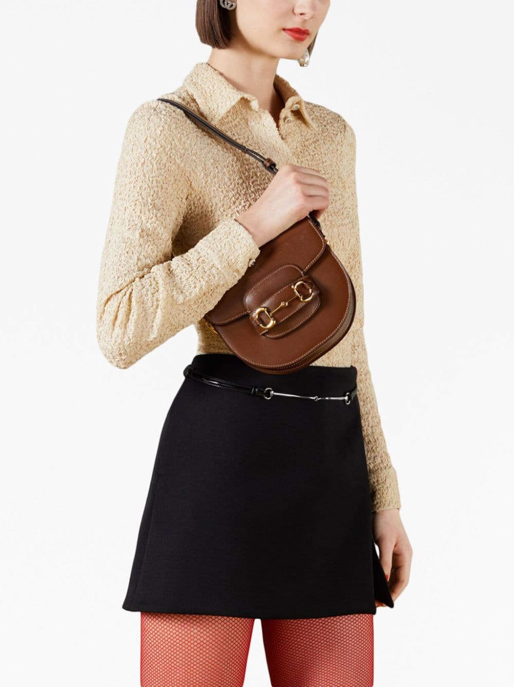 Shop Gucci Mini Horsebit 1955 Shoulder Bag In Braun