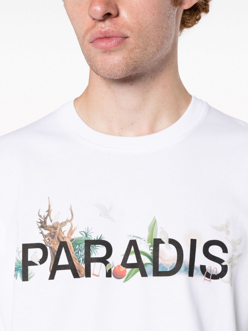 Shop 3paradis Logo-print Cotton T-shirt In White