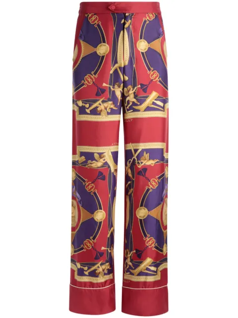 Bally graphic-print silk trousers
