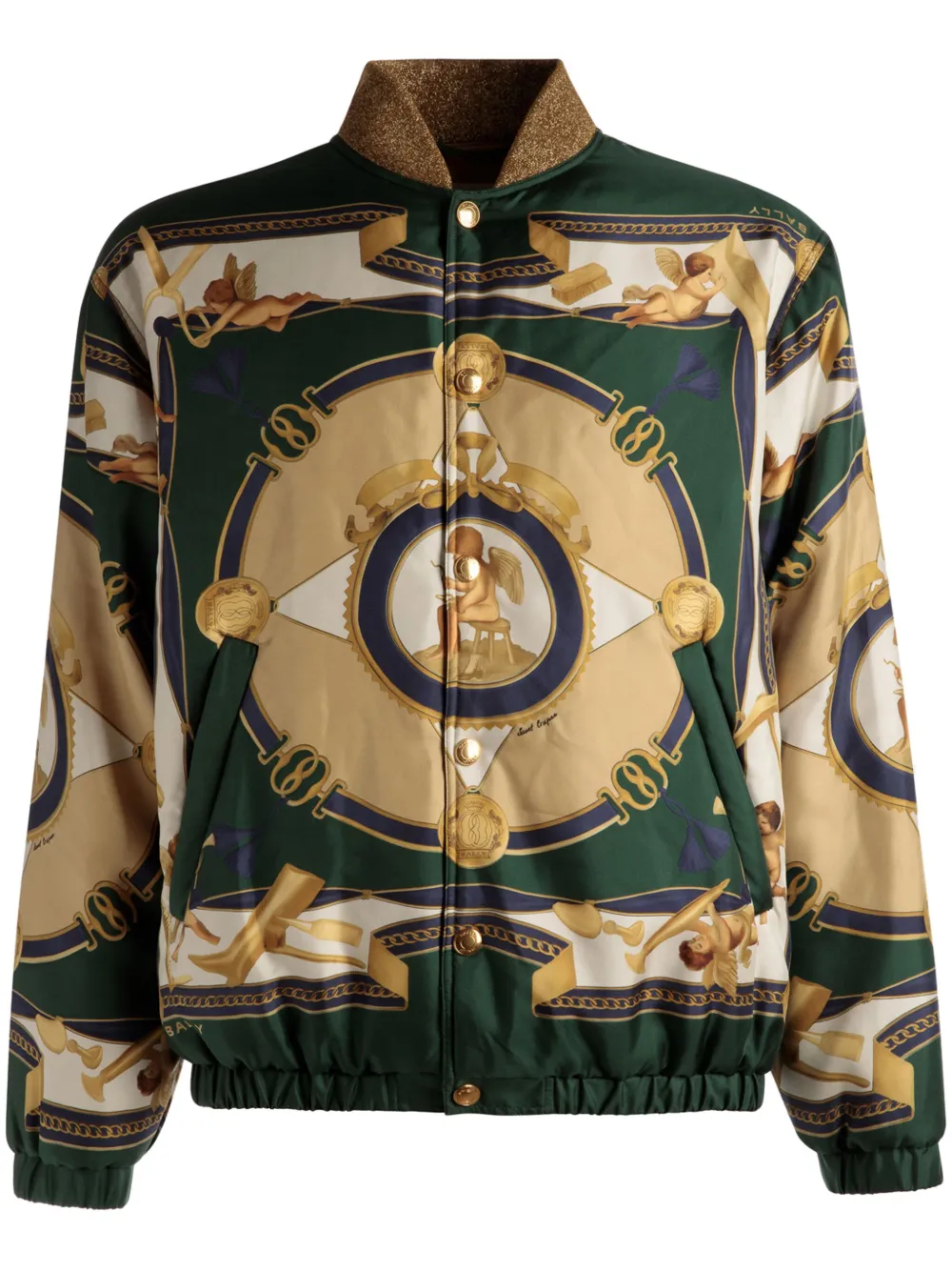 Bally graphic-print panelled bomber jacket | Green | Image 1