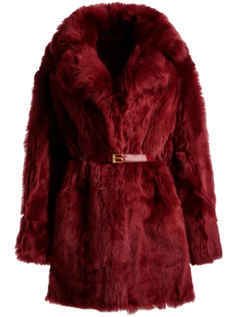 Bally belted faux-fur coat