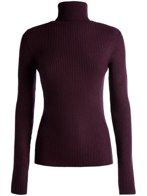 Bally Roll-neck Ribbed-knit Jumper in Red