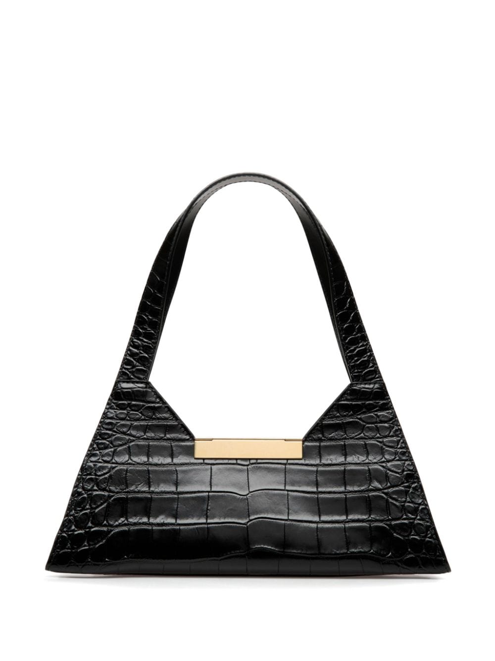 Shop Bally Crocodile-effect Shoulder Bag In Black