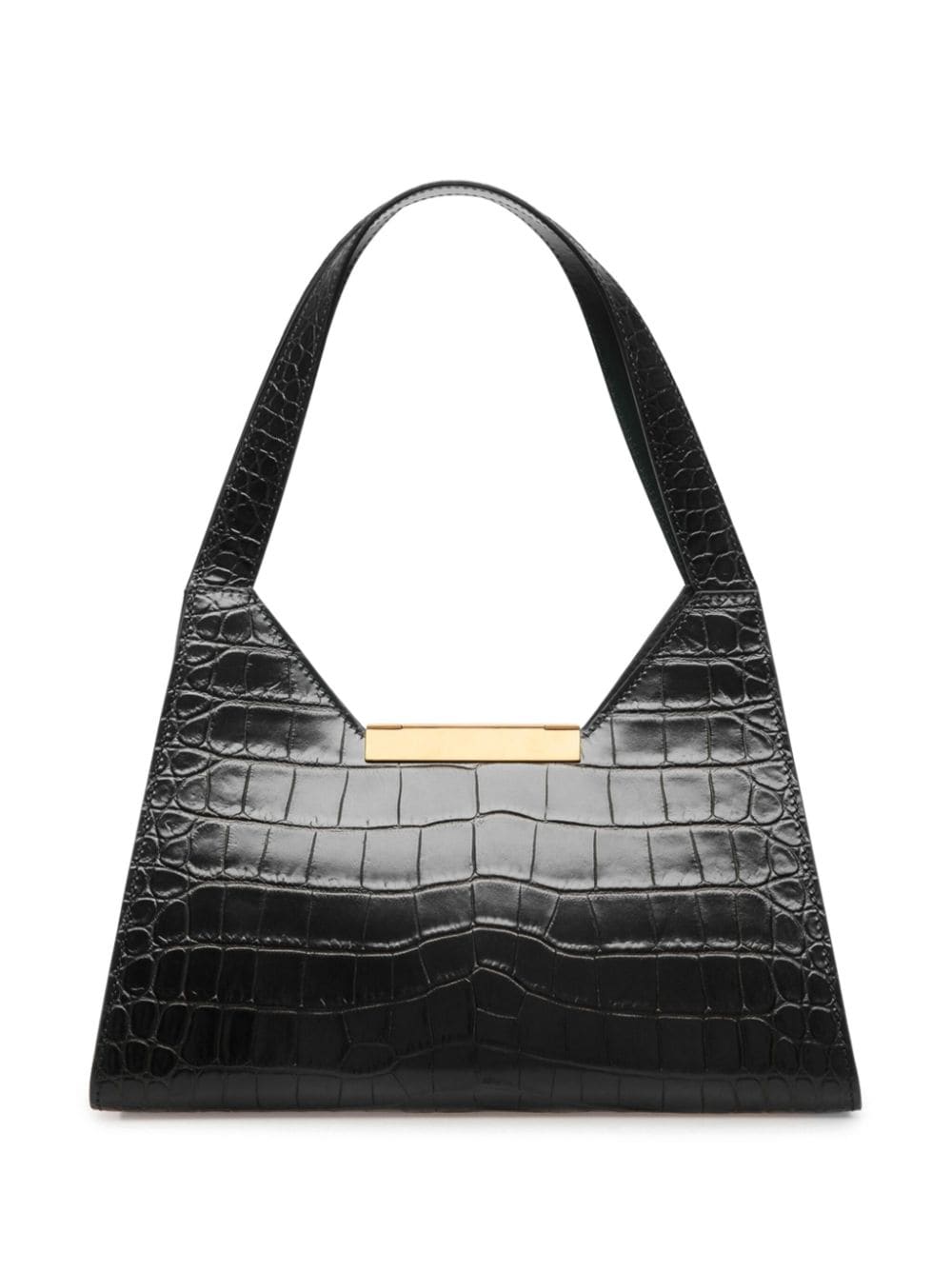 Shop Bally Crocodile-effect Shoulder Bag In Black