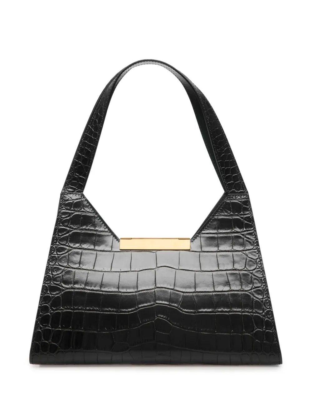 Bally Schoudertas met krokodillen-reliëf - Zwart