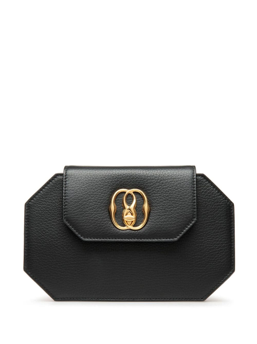 Bally Emblem Octogone Leather Mini Bag In Black