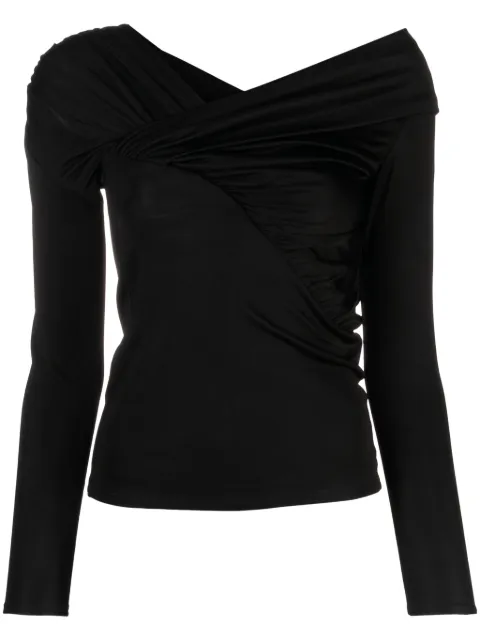 V:PM ATELIER ruched-detail asymmetric-neck top