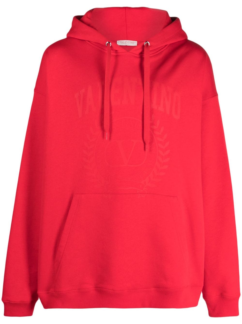 Shop Valentino Logo-print Cotton Hoodie In Red