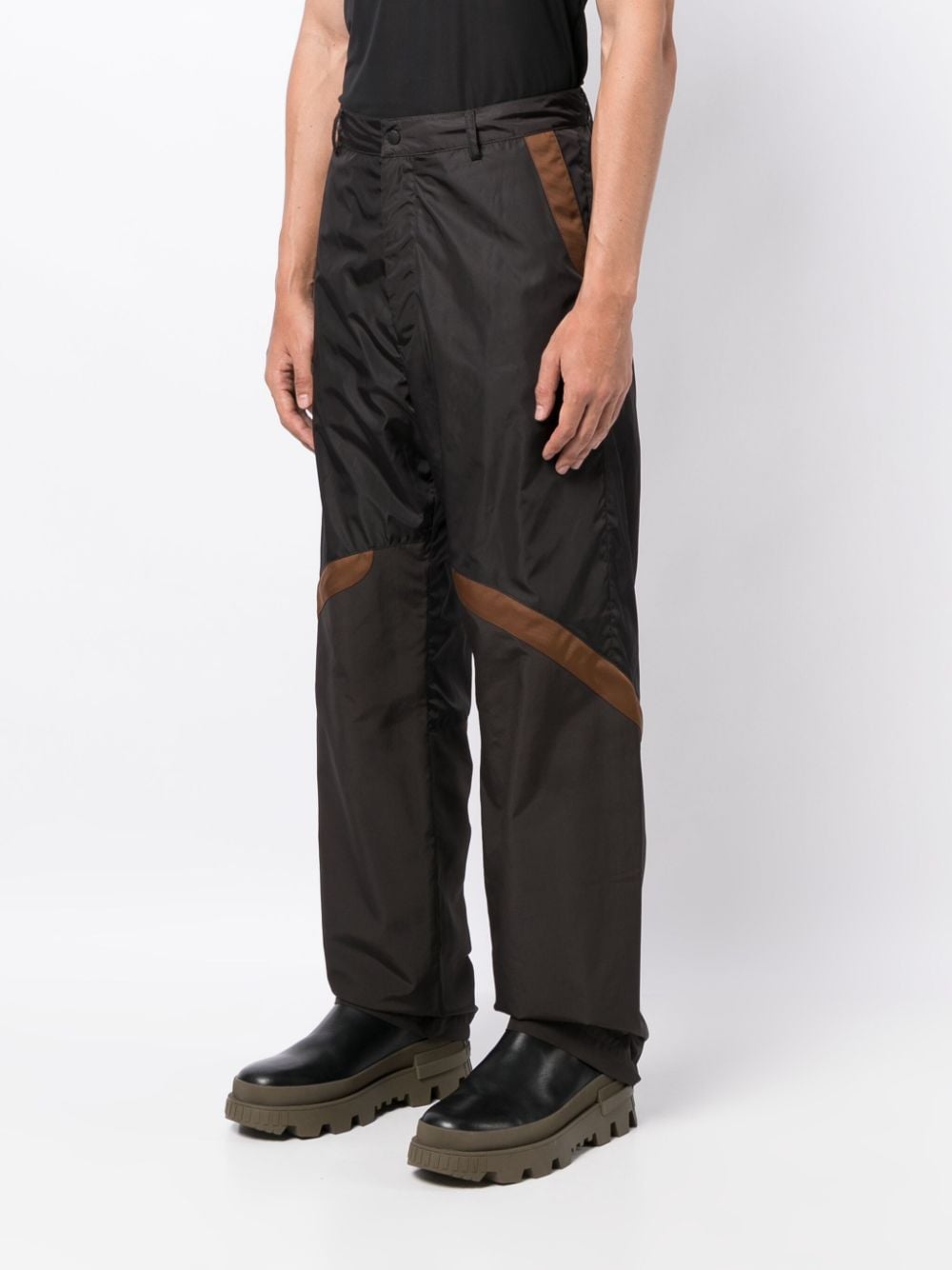 Shop Moncler Panelled Straight-leg Cargo Trousers In Brown