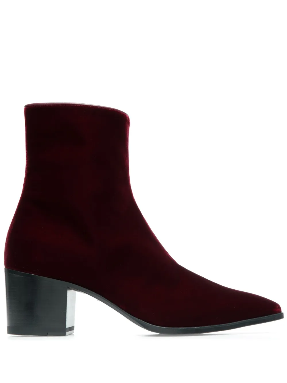 Bally velvet-finish pointed-toe boots Red