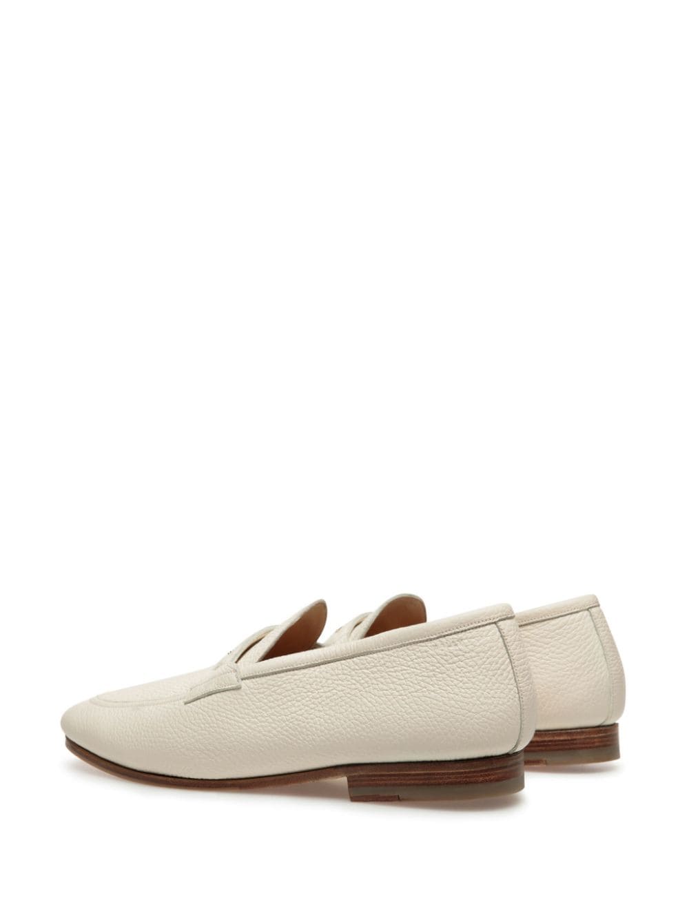 Shop Bally Chain-link Leather Loafers In White