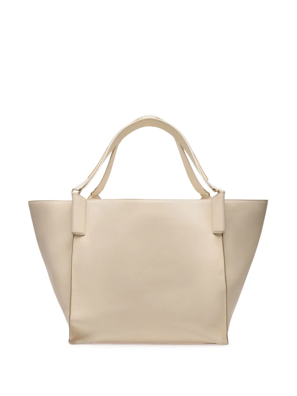 Cream leather shop tote bag