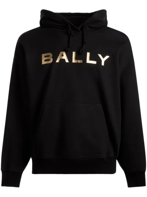 Bally metallic-logo cotton hoodie