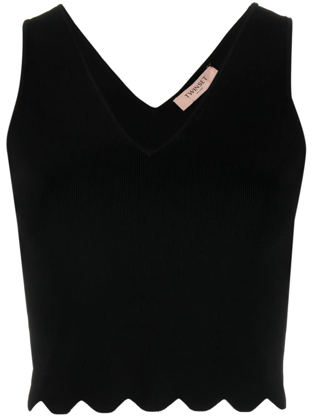 TWINSET cropped V-neck sleeveless top Zwart