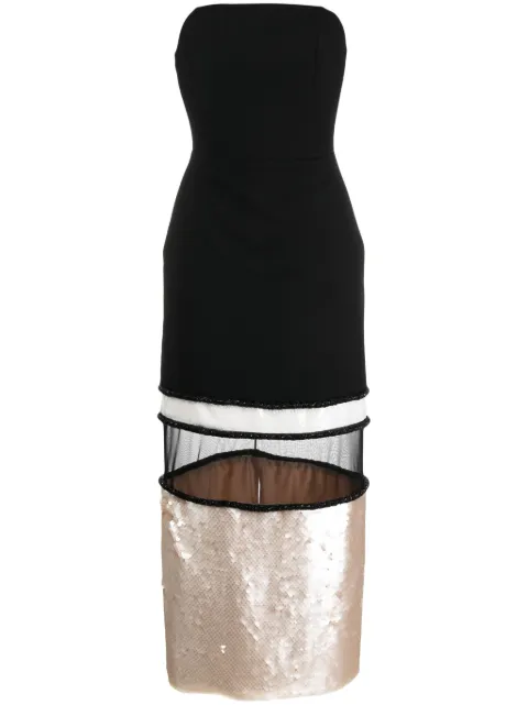 V:PM ATELIER Sable sequin-embellished panelled midi dress