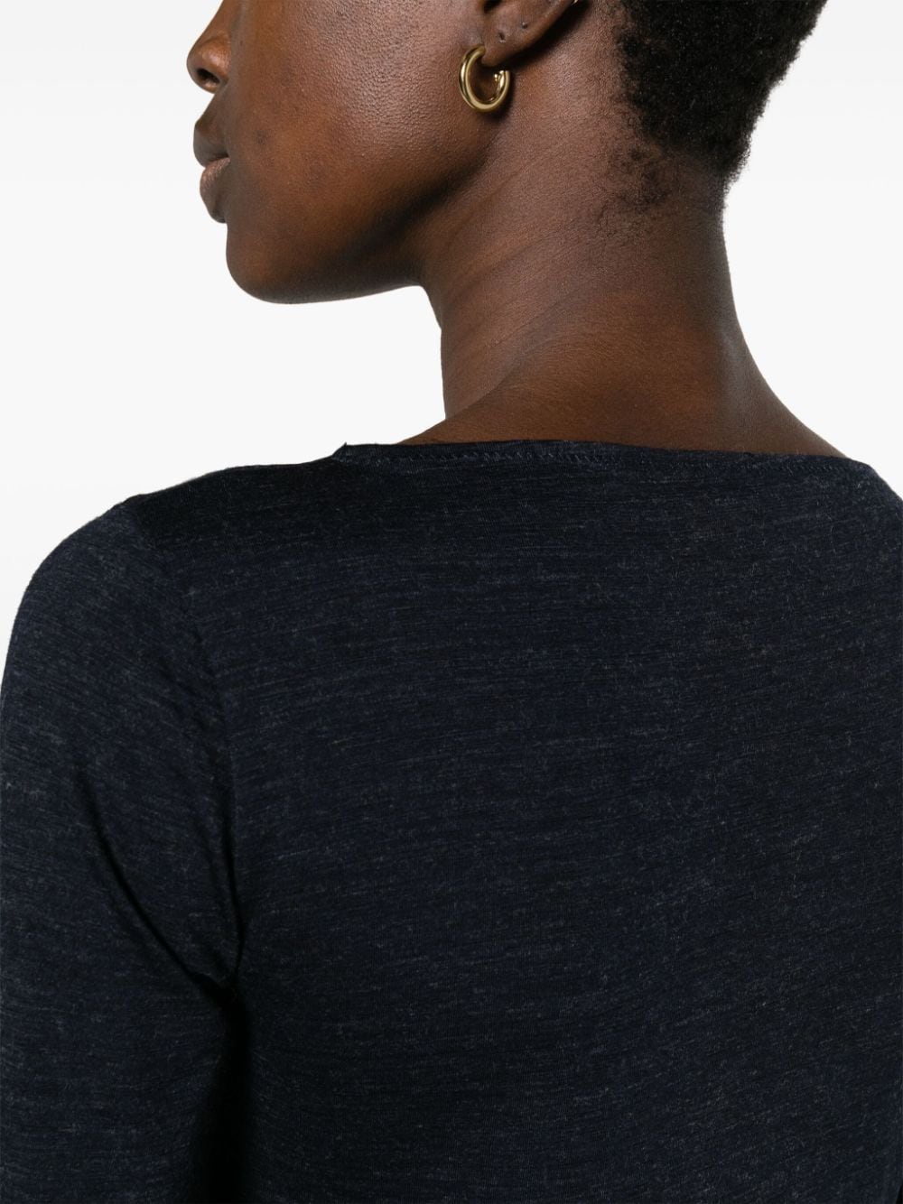 Shop Totême Boat-neck Mélange T-shirt In Blue