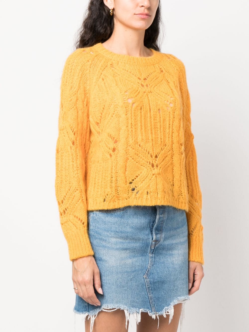 Shop Twinset Open Cable-knit Long-sleeve Jumper In Orange