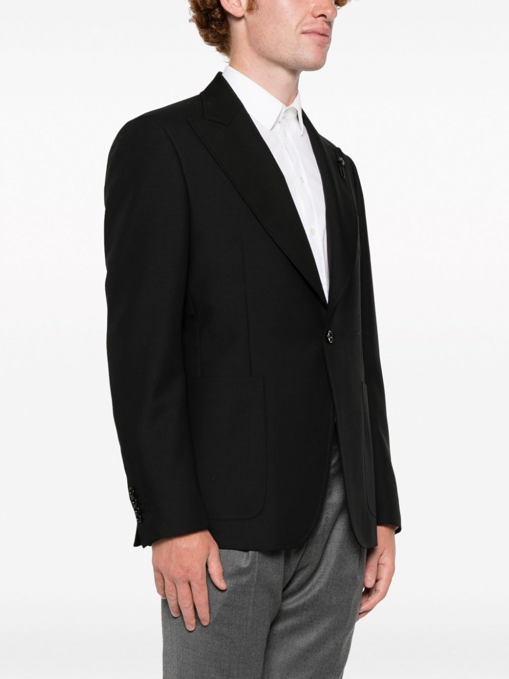 Shop Lardini Single-breasted Tailored Blazer In Black